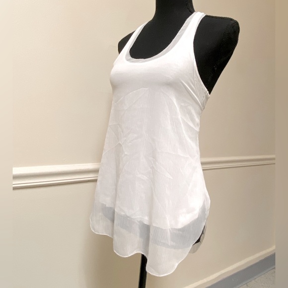 ANN TAYLOR White Tulle & Cotton Racerback Flowy Tanktop - Picture 10 of 16